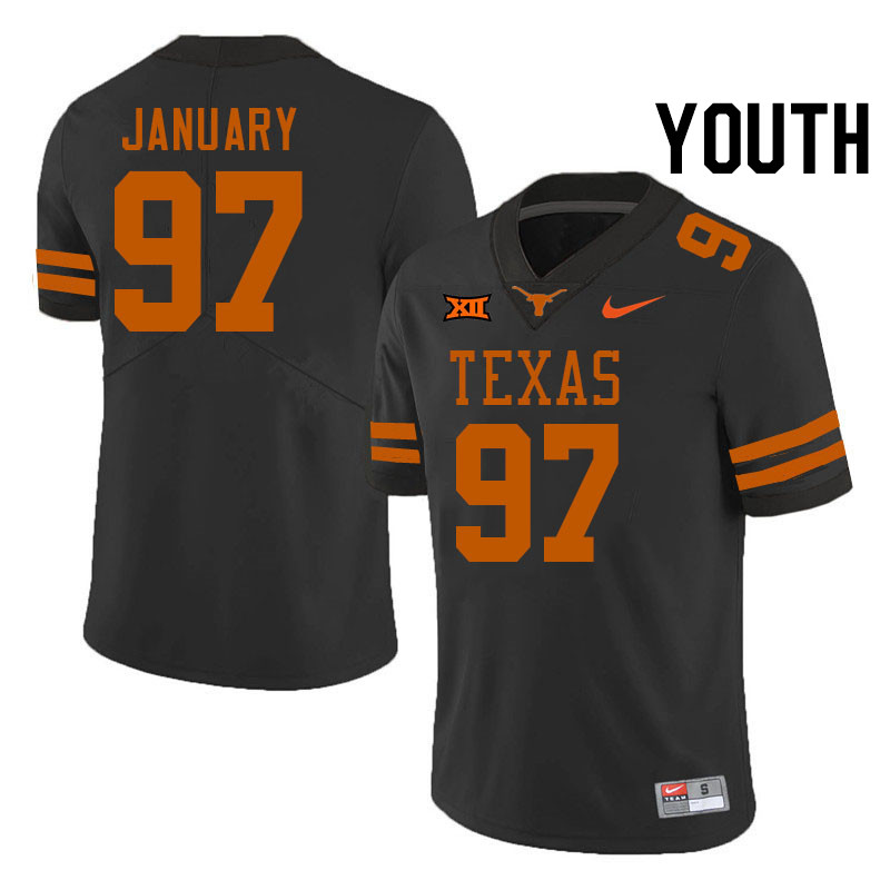 Youth #97 Alex January Texas Longhorns College Football Jerseys Stitched-Black